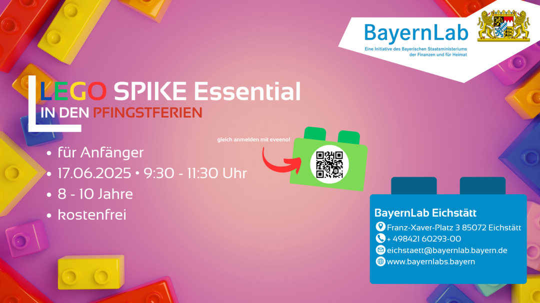 LEGO Spike Essential Workshops in den Pfingstferien 2025 Werbeposter für den LEGO Spike Essential Workshop in den Pfingstferien 2025